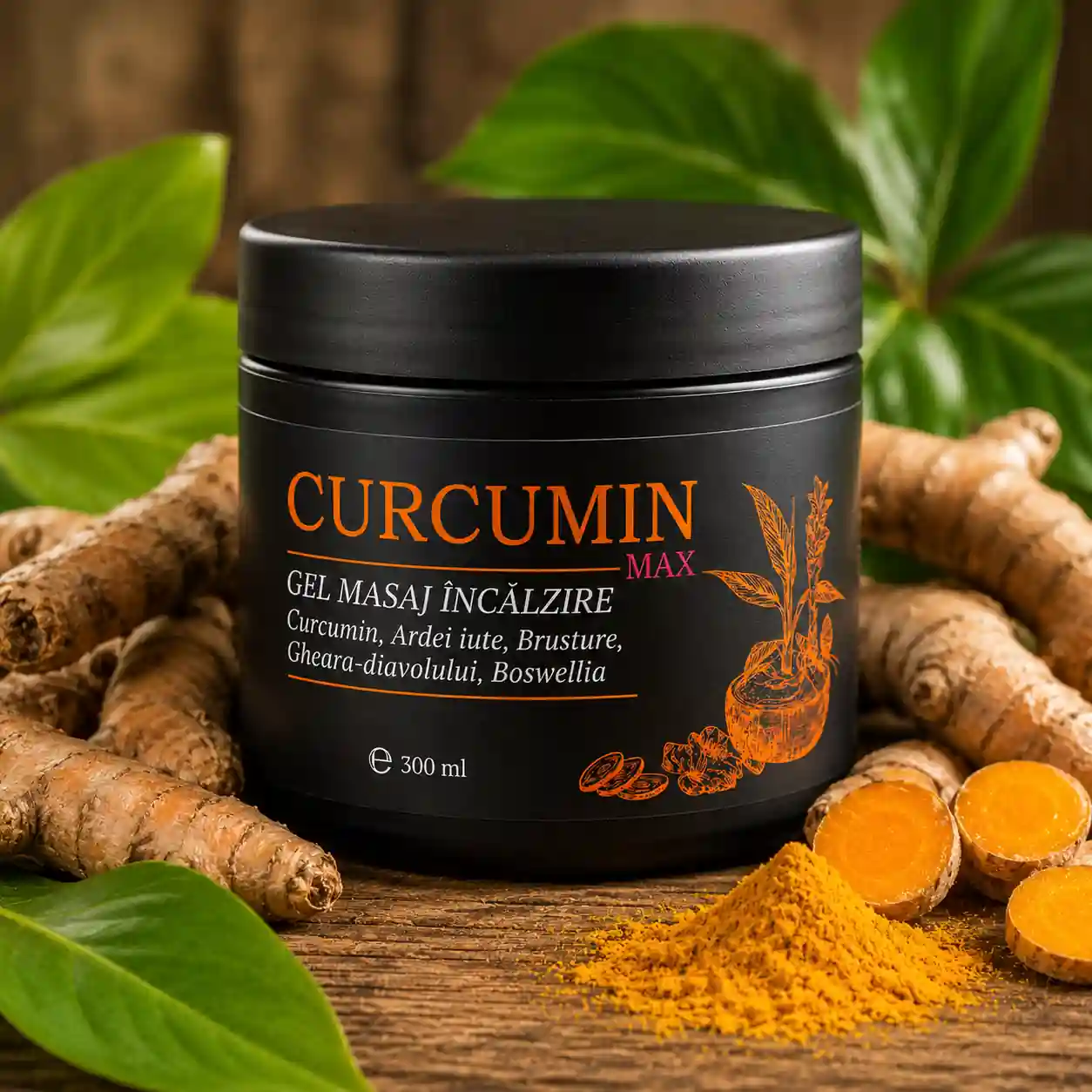 Gel Curcumin MAX Ortofino 300ml – formulă românească concentrată cu turmeric