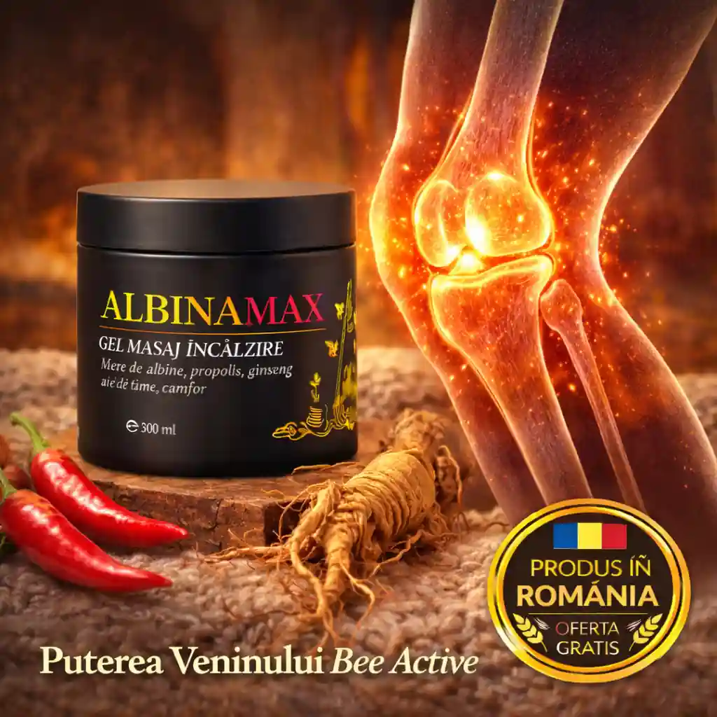 Gel antiinflamator Albina MAX cu venin de albine și ardei iute pentru circulație și căldură profundă