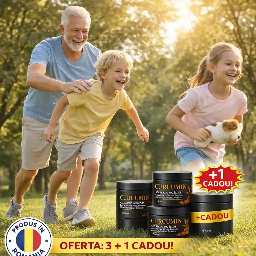 Senior activ fără restricții de mișcare după tratamentul complet cu gel curcumin max
