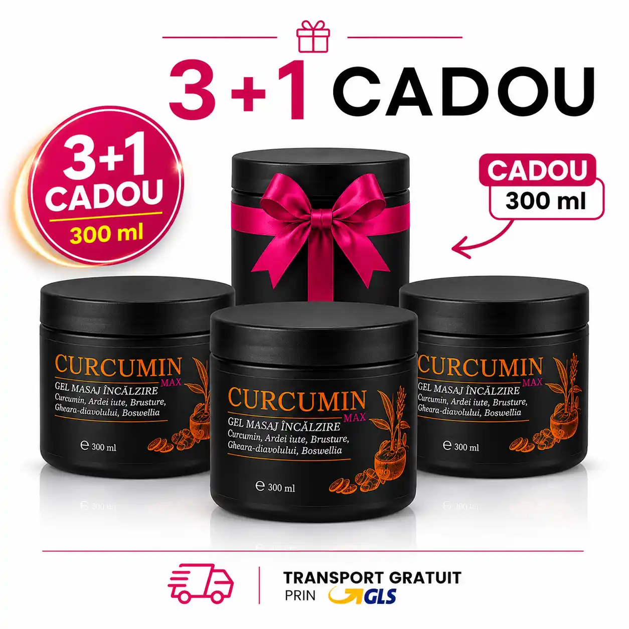 Pachet 3x Gel Curcumin MAX Ortofino + 1 Cadou — Transport Gratuit 2 Pachet 3x Gel Curcumin MAX Ortofino 300ml plus 1 gel cadou surpriză transport gratuit