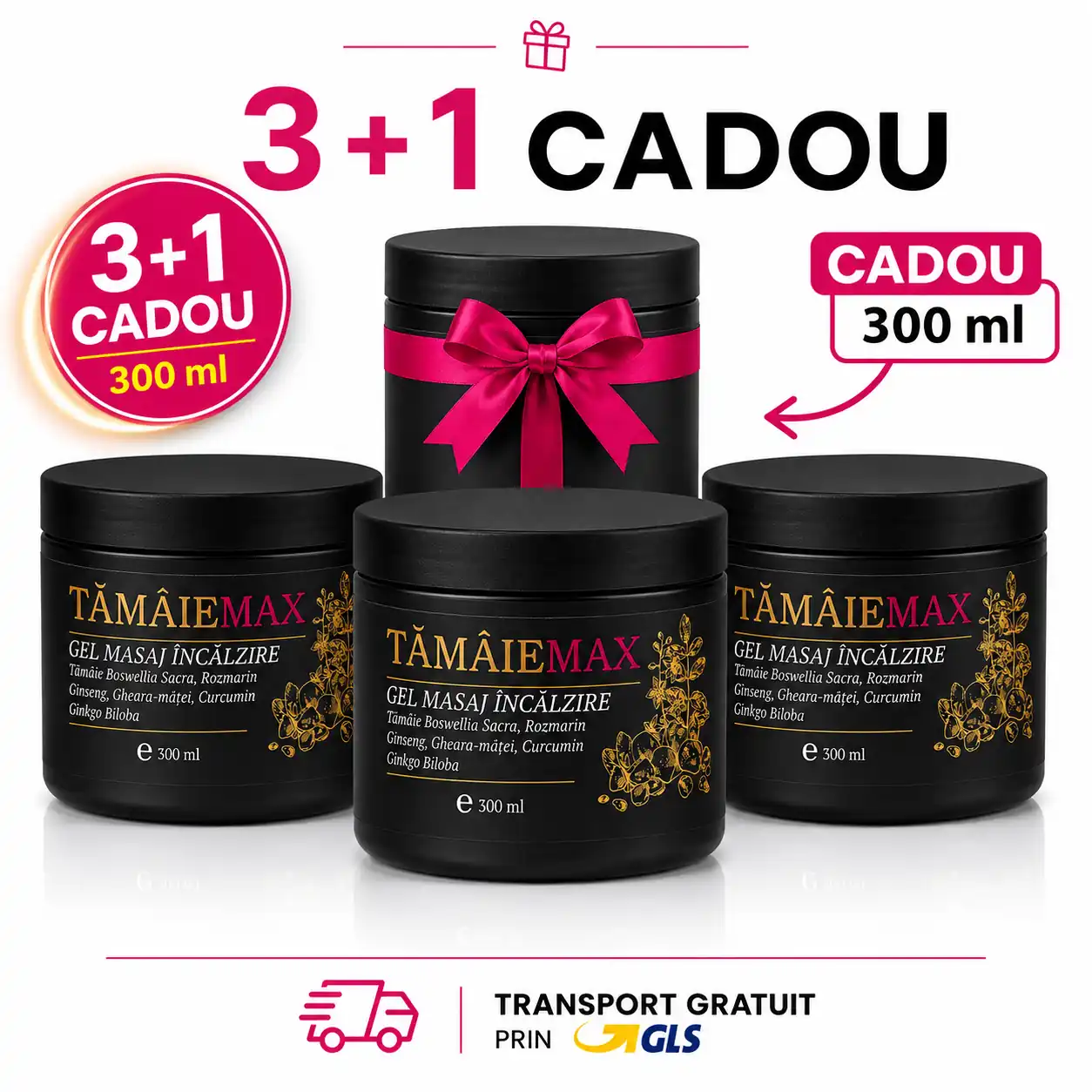 Pachet Gel Tămâie MAX 3+1 – 3 Flacoane x 300ml + 1 Gel Cadou Surpriză Gratuit