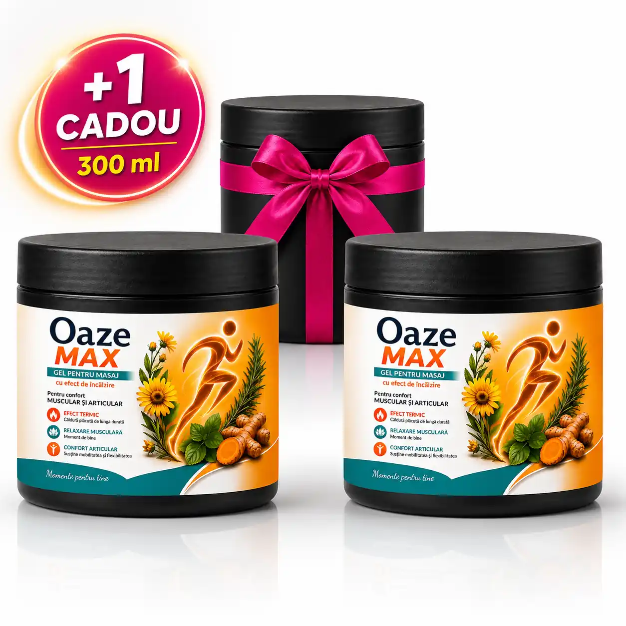 Pachet Oaze MAX – 2 Flacoane Gel Masaj cu Efect de Încălzire + 1 Gel Cadou | Ortofino 4 pachet gel masaj cu efect de incalzire
